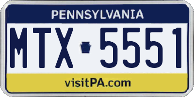 PA license plate MTX5551