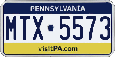 PA license plate MTX5573