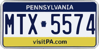 PA license plate MTX5574