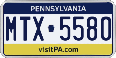 PA license plate MTX5580