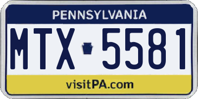 PA license plate MTX5581