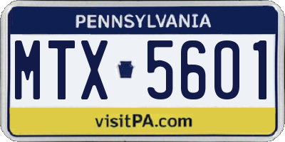 PA license plate MTX5601