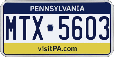 PA license plate MTX5603