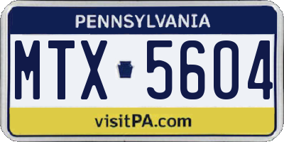 PA license plate MTX5604