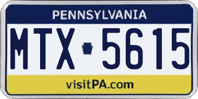PA license plate MTX5615