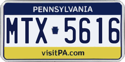 PA license plate MTX5616