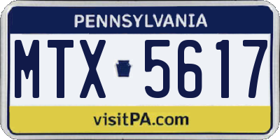 PA license plate MTX5617