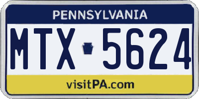 PA license plate MTX5624