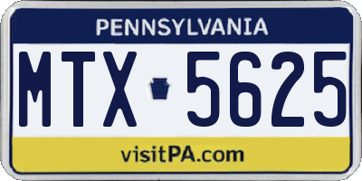 PA license plate MTX5625