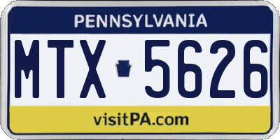 PA license plate MTX5626