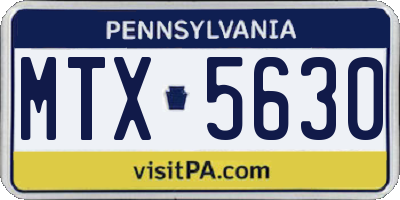PA license plate MTX5630