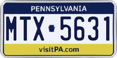 PA license plate MTX5631