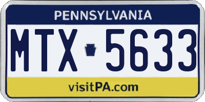 PA license plate MTX5633