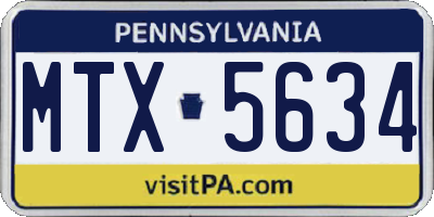 PA license plate MTX5634