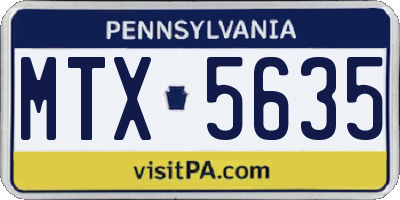PA license plate MTX5635