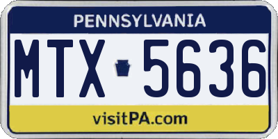 PA license plate MTX5636