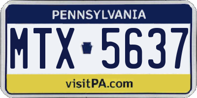 PA license plate MTX5637