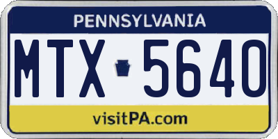 PA license plate MTX5640
