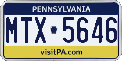 PA license plate MTX5646