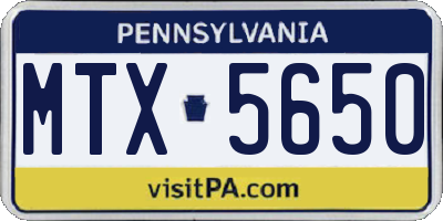 PA license plate MTX5650