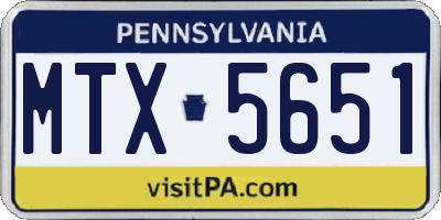 PA license plate MTX5651