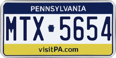 PA license plate MTX5654