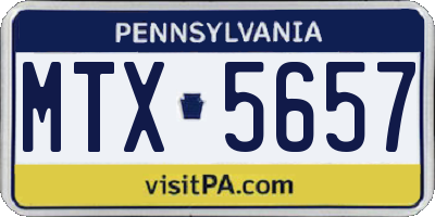 PA license plate MTX5657
