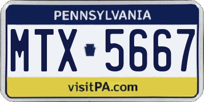 PA license plate MTX5667