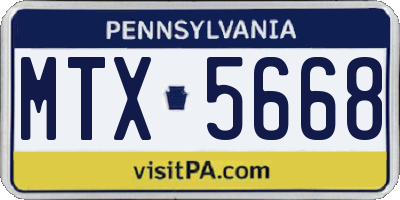 PA license plate MTX5668