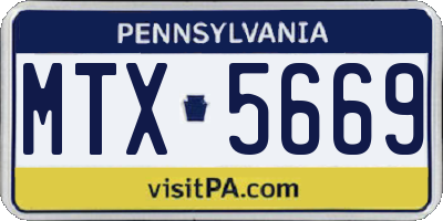 PA license plate MTX5669