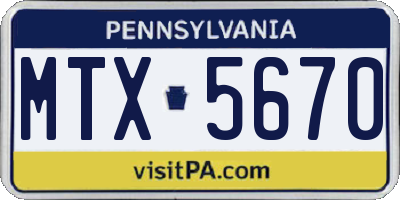 PA license plate MTX5670