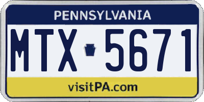 PA license plate MTX5671
