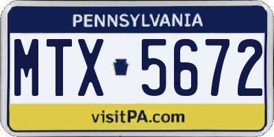 PA license plate MTX5672