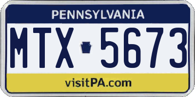 PA license plate MTX5673