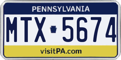 PA license plate MTX5674