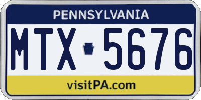 PA license plate MTX5676
