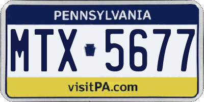 PA license plate MTX5677