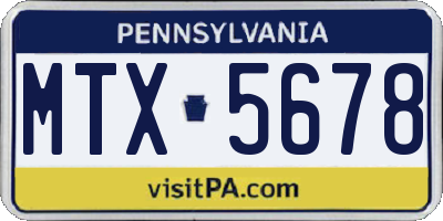 PA license plate MTX5678