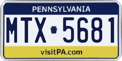 PA license plate MTX5681