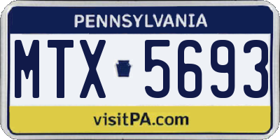 PA license plate MTX5693