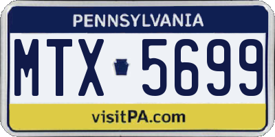 PA license plate MTX5699