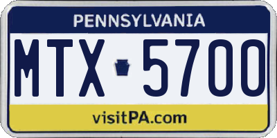 PA license plate MTX5700