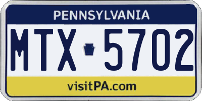 PA license plate MTX5702