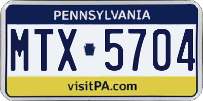 PA license plate MTX5704
