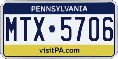 PA license plate MTX5706