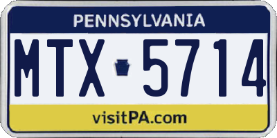 PA license plate MTX5714