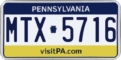 PA license plate MTX5716