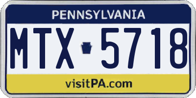 PA license plate MTX5718