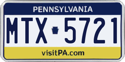 PA license plate MTX5721