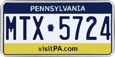 PA license plate MTX5724